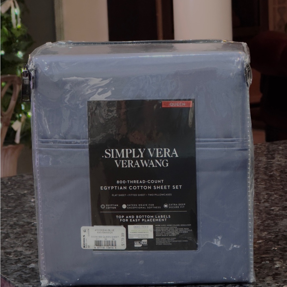 Simply Vera Vera Wang Egyptian Cotton Sheet Set - Ocean Blue